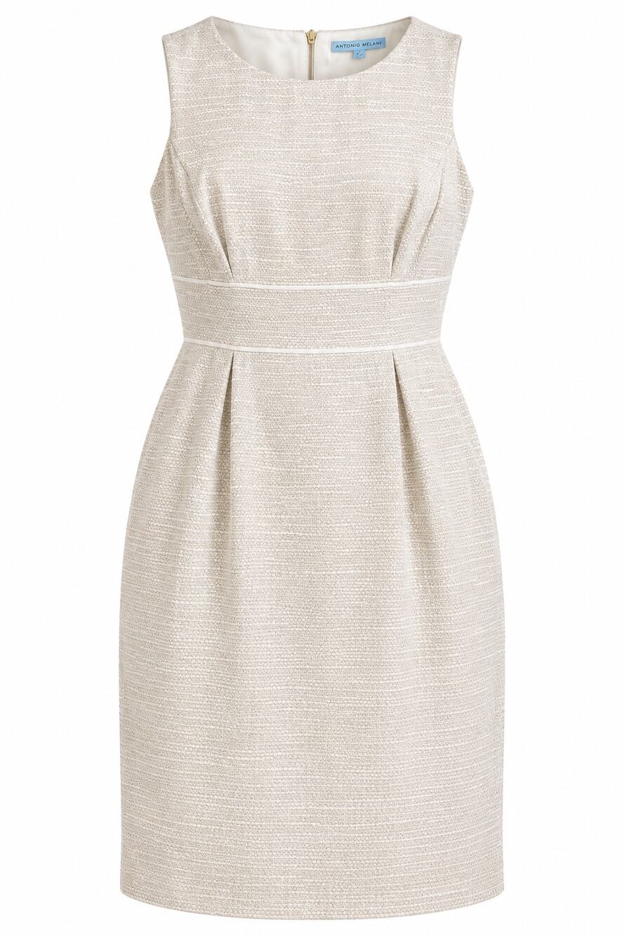 NWT Antonio Melani Sleeveless Tweed Sheath Dress Ivory Cream Size 6